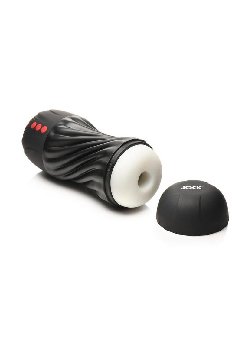 JOCK Sucking and Vibrating Rechargeable Masturbator 9.2in – General Orifice – Black/Red/White