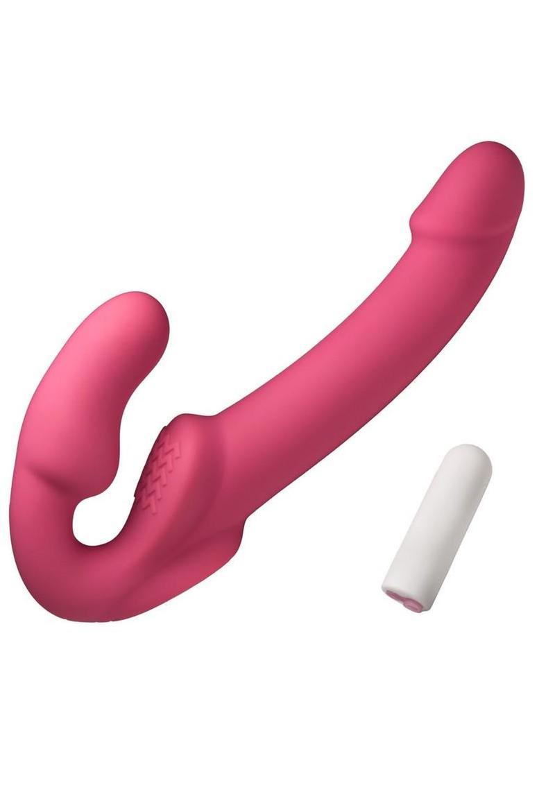 Simply Sweet Candy Crush Vibrating Rechargeable Silicone Strapless Strap-On – Pink
