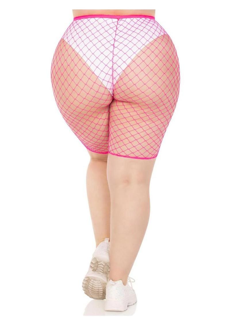 Leg Avenue Plus Size Industrial Net Biker Shorts – 1X-2X – Pink