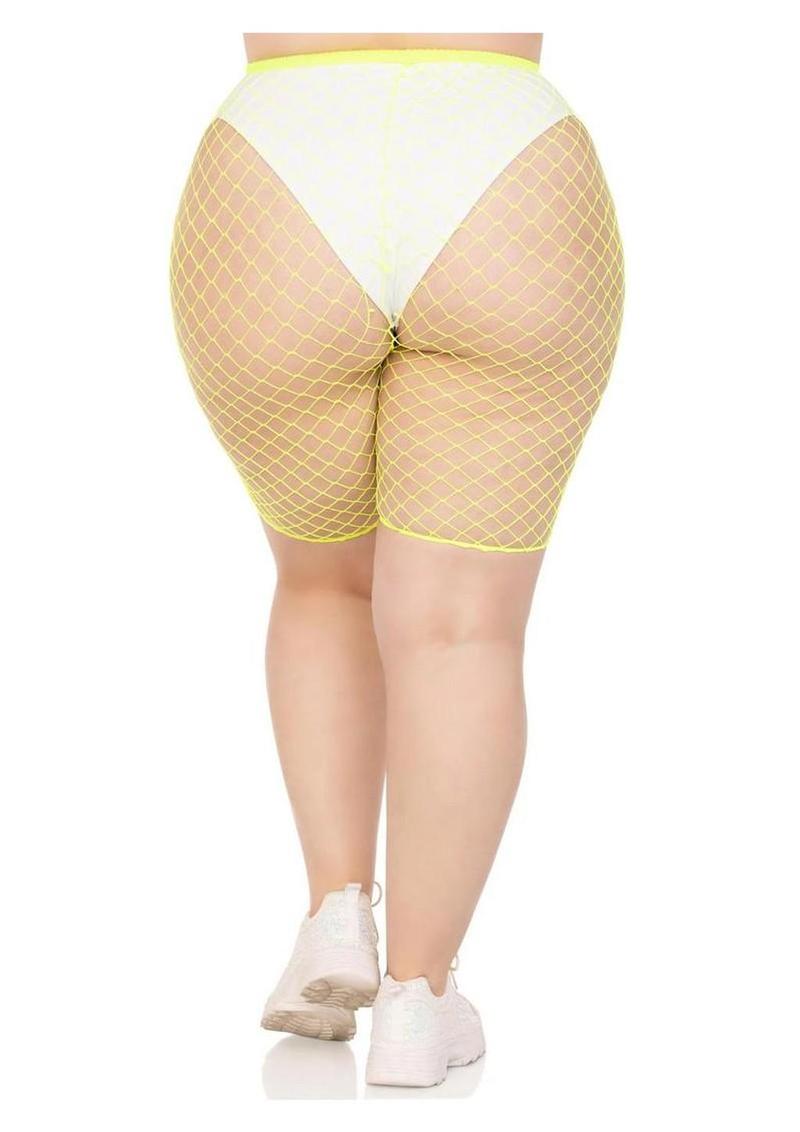 Leg Avenue Plus Size Industrial Net Biker Shorts – 1X-2X – Yellow