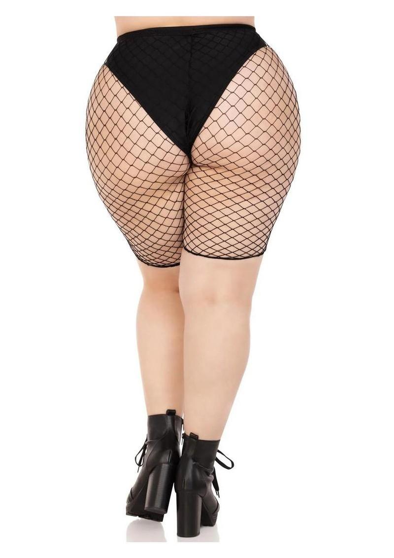 Leg Avenue Plus Size Industrial Net Biker Shorts – 1X-2X – Black