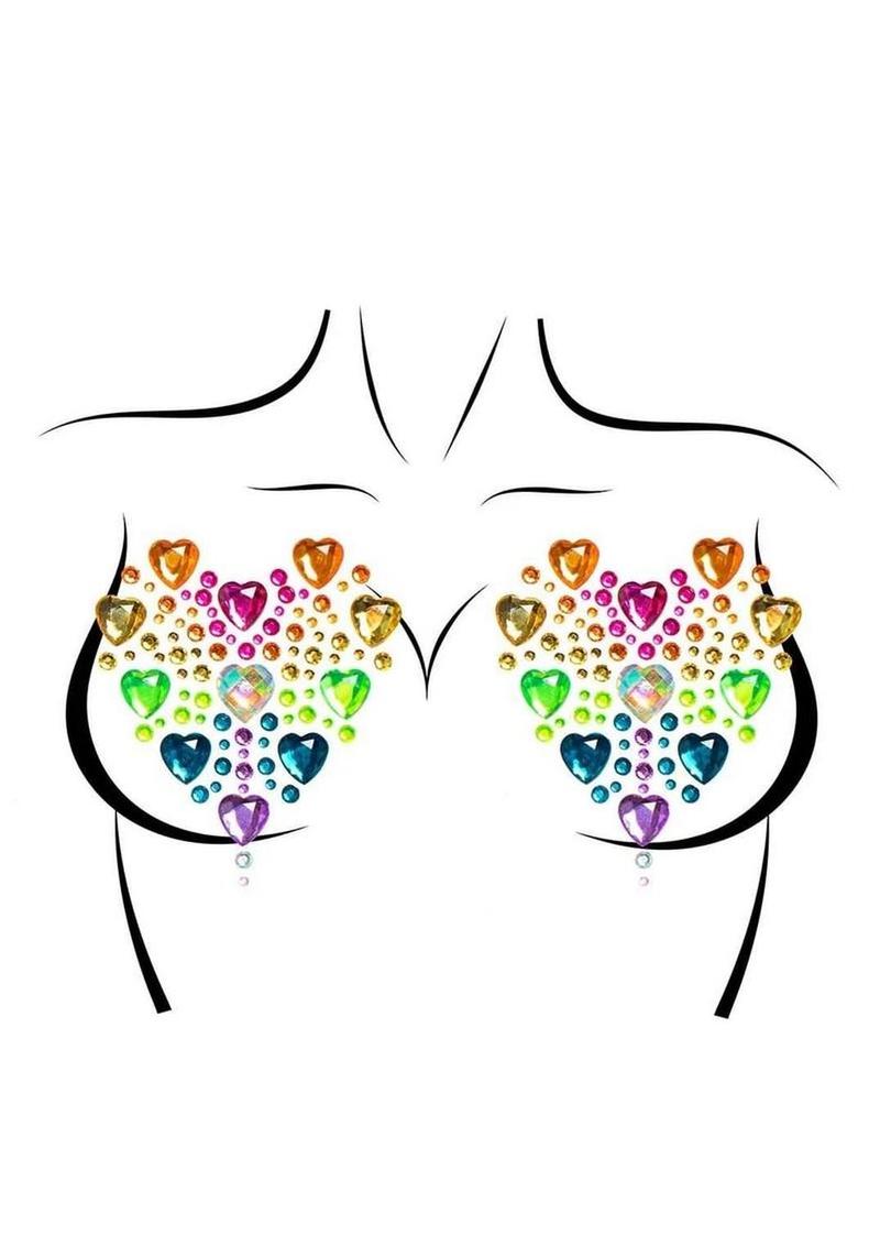 Leg Avenue Prism Nipple Jewels Stickers and Body Glitter (2 Packets) - Multicolor