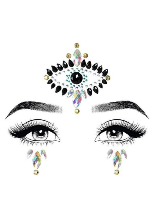 Leg Avenue Divinity Face Jewels Stickers and Body Glitter (2 Packets) - Multicolor