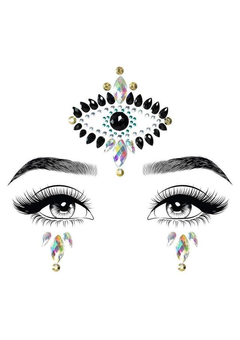 Leg Avenue Divinity Face Jewels Stickers and Body Glitter (2 Packets) - Multicolor