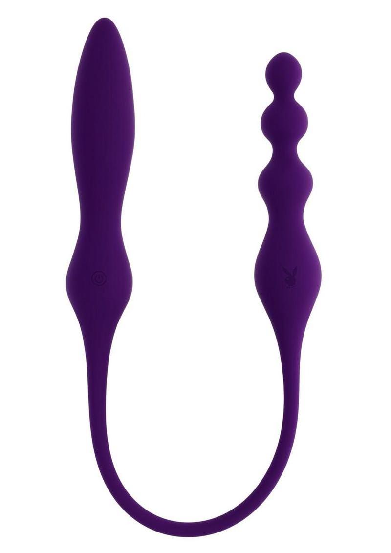 Playboy This and That Rechargeable Silicone Dual End Anal Plug and Vibrator – Purple