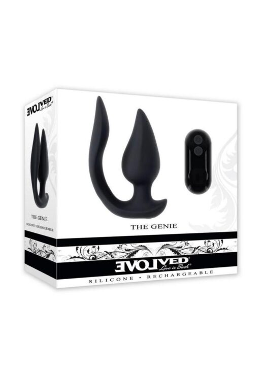 The Genie Rechargeable Silicone Multi-play Vibrator with Remote - Black