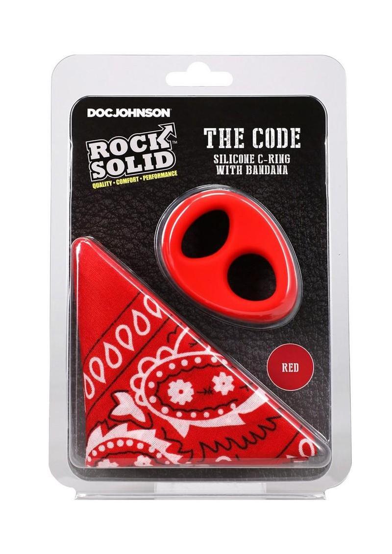 Rock Solid The Code Silicone Cock Ring with Bandana - Red/Black