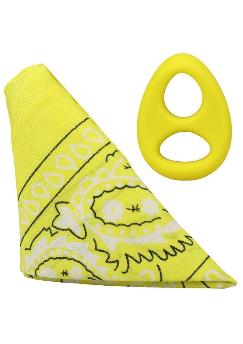 Rock Solid The Code Silicone Cock Ring with Bandana – Yellow/Black
