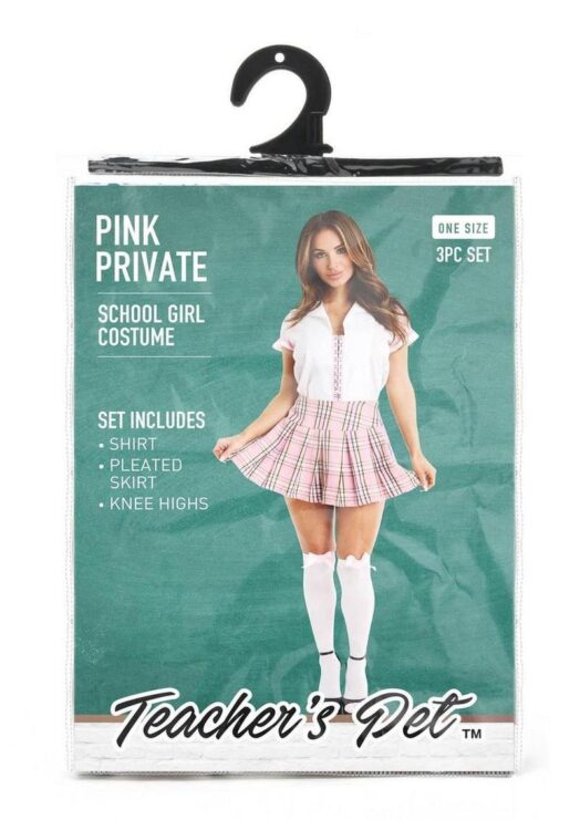 Teacher`s Pet Private Schoolgirl Costume (3 Piece) - O/S - Pink/White