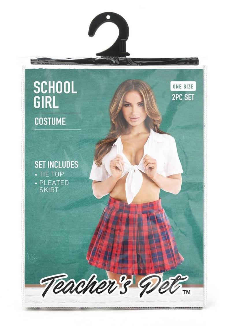 Teacher`s Pet Schoolgirl Costume (2 Piece) - O/S - Red/White