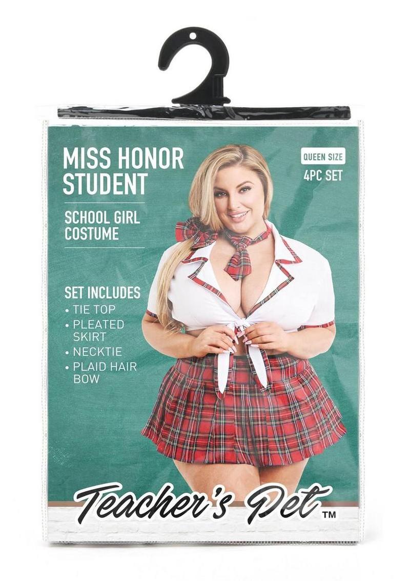 Teacher`s Pet Ms. Honor Student Schoolgirl Costume (4 Piece) - Queen - Red/White