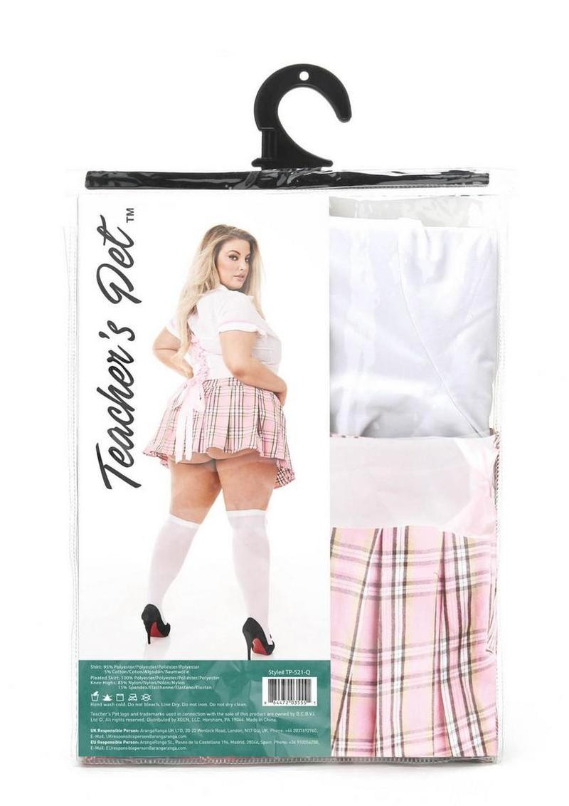 Teacher`s Pet Private Schoolgirl Costume (3 Piece) – Queen – Pink/White