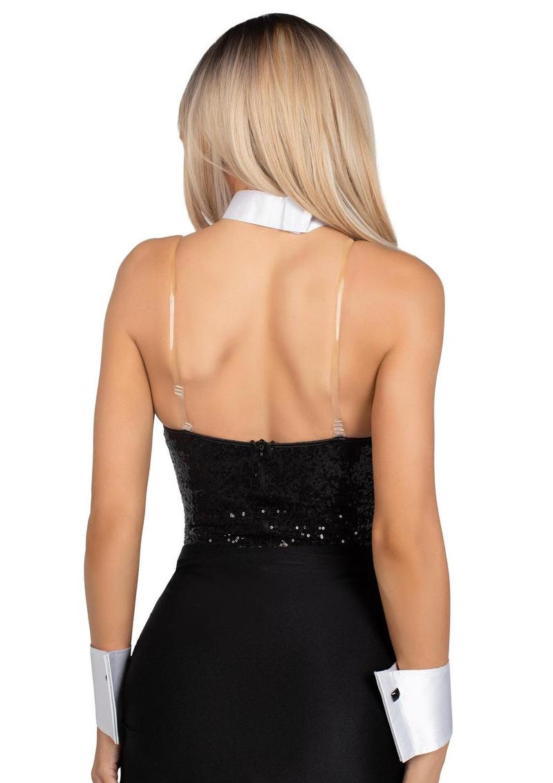 Leg Avenue Tuxedo Kit Includes Bow Tie Collar and Cuffs (2 Piece) – White/Black