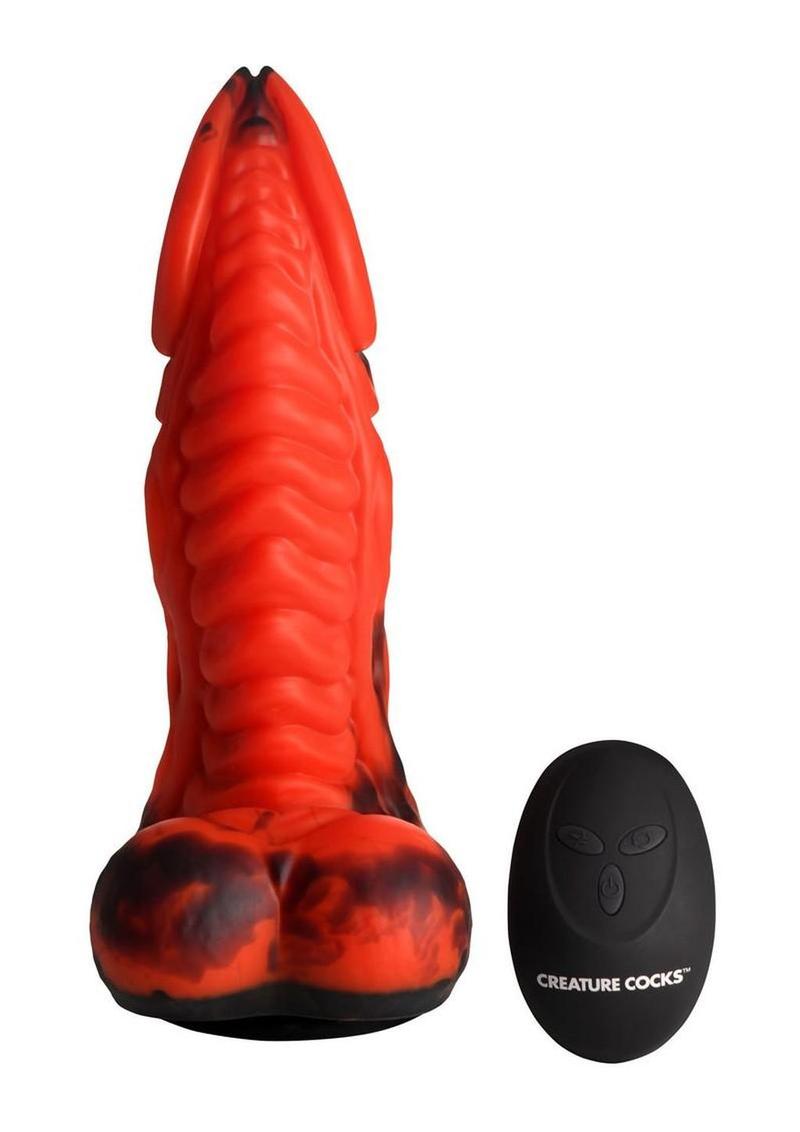 Dragon Thrust Rechargeable Silicone Thrusting and Vibrating Dildo – Red/Black