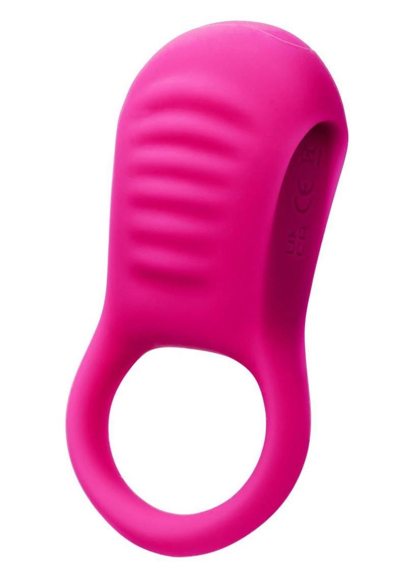 Basic Essentials Rechargeable Ridge Rider Silicone Cock Ring – Pink