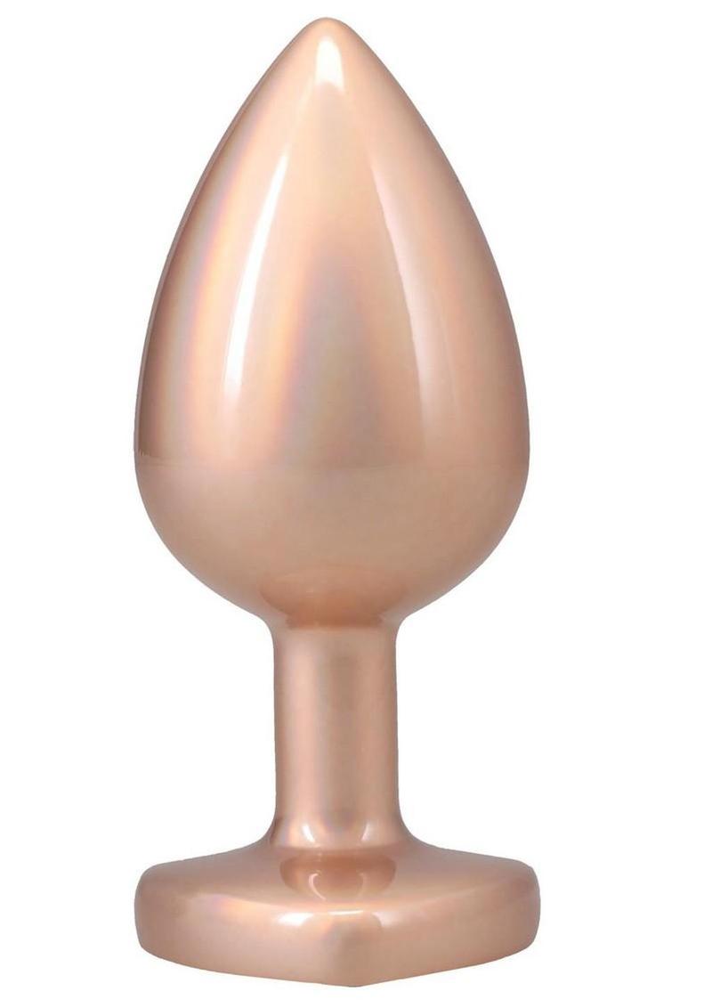 Booty Bling Heart Diamond Jeweled Wearable Metal Plug – Large – Gold