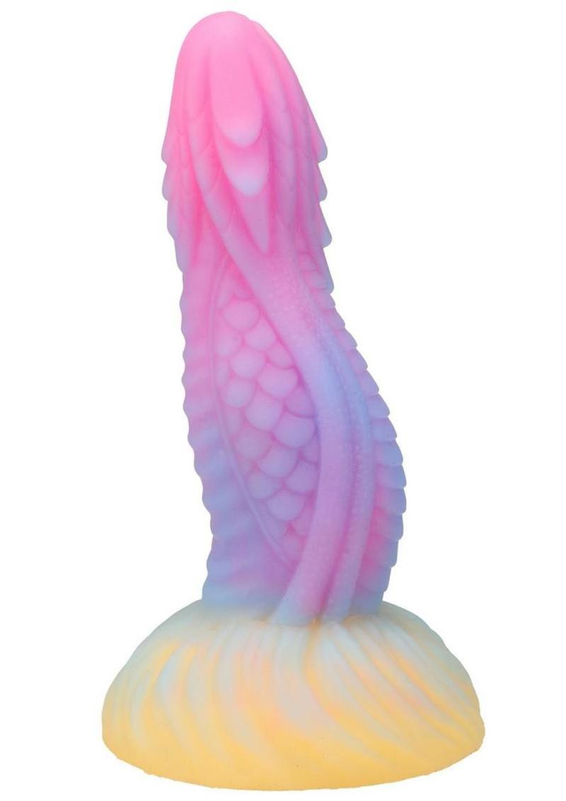 Vac-U-Lock Fantasy Fuckers Dragon`s Tongue Glow in the Dark Silicone Dildo – Multicolor