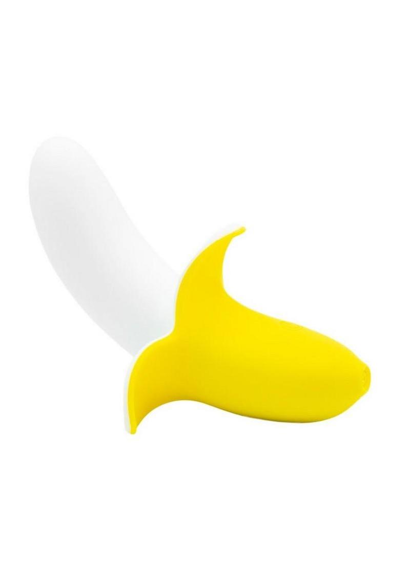 Banana Bliss Mini Silicone Rechargeable Banana Vibrator with Clitoral Stimulator – Yellow