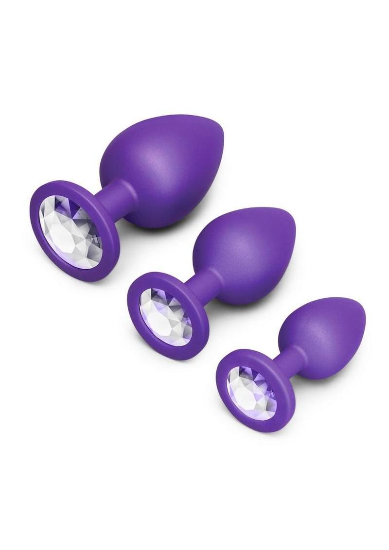 B-Vibe Jewel Butties Bundle Silicone Anal Plug Set (3 Piece) – Purple