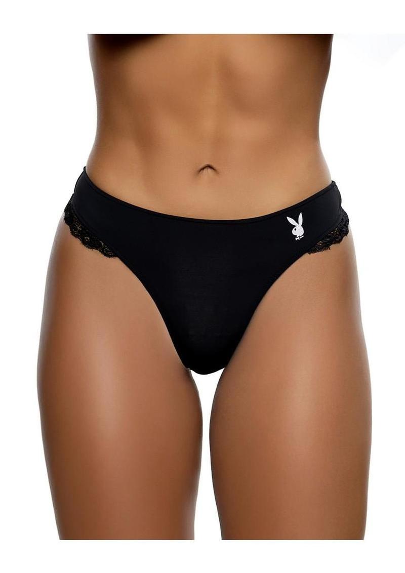 Playboy Ultra Soft Panty - Small/Medium - Black/White