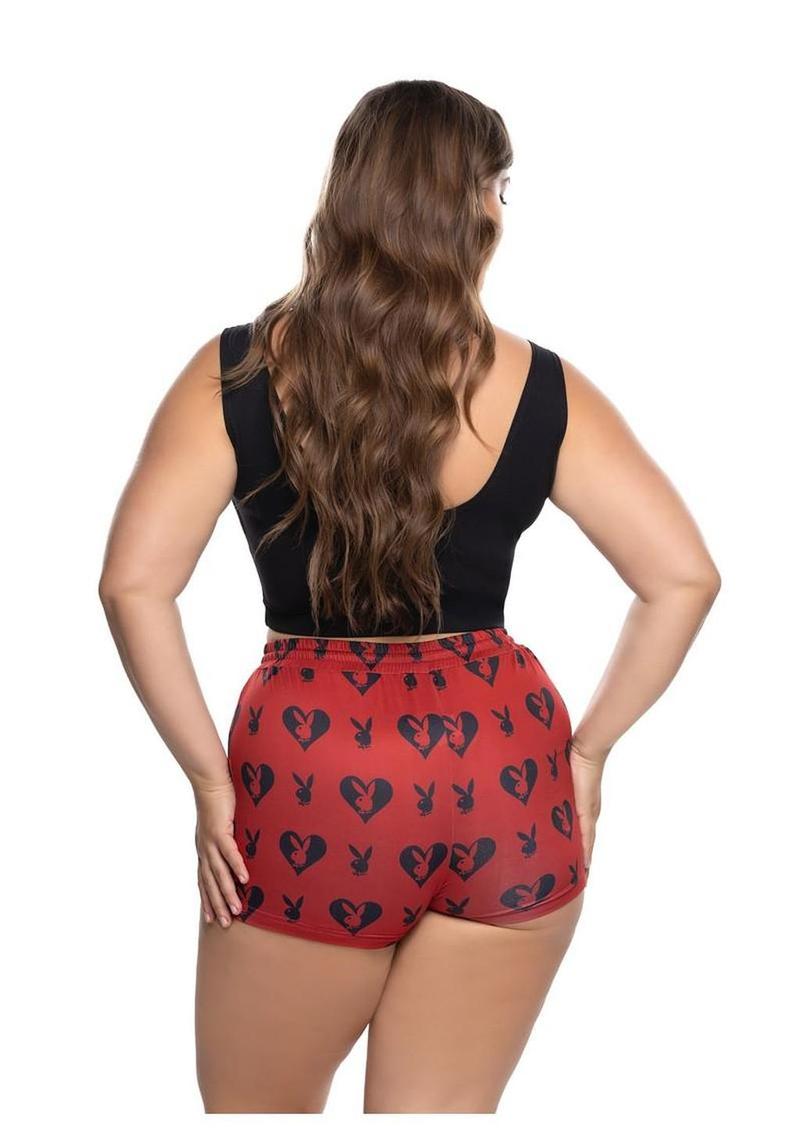 Playboy Sweetheart Bunny Lounge Short Set (2 Piece) – 1XLarge/2XLarge – Red/Black