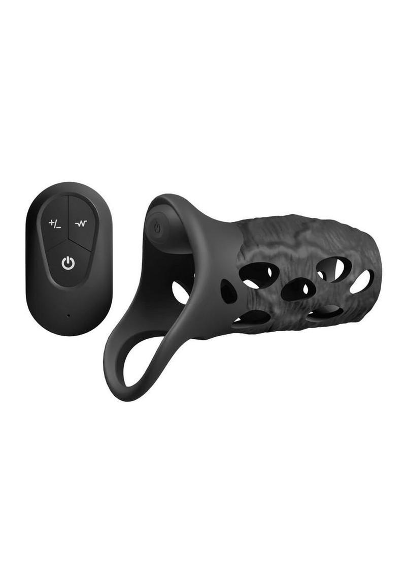 Renegade Edge Rechargeable Silicone Vibrating Penis Sleeve with Remote – Black