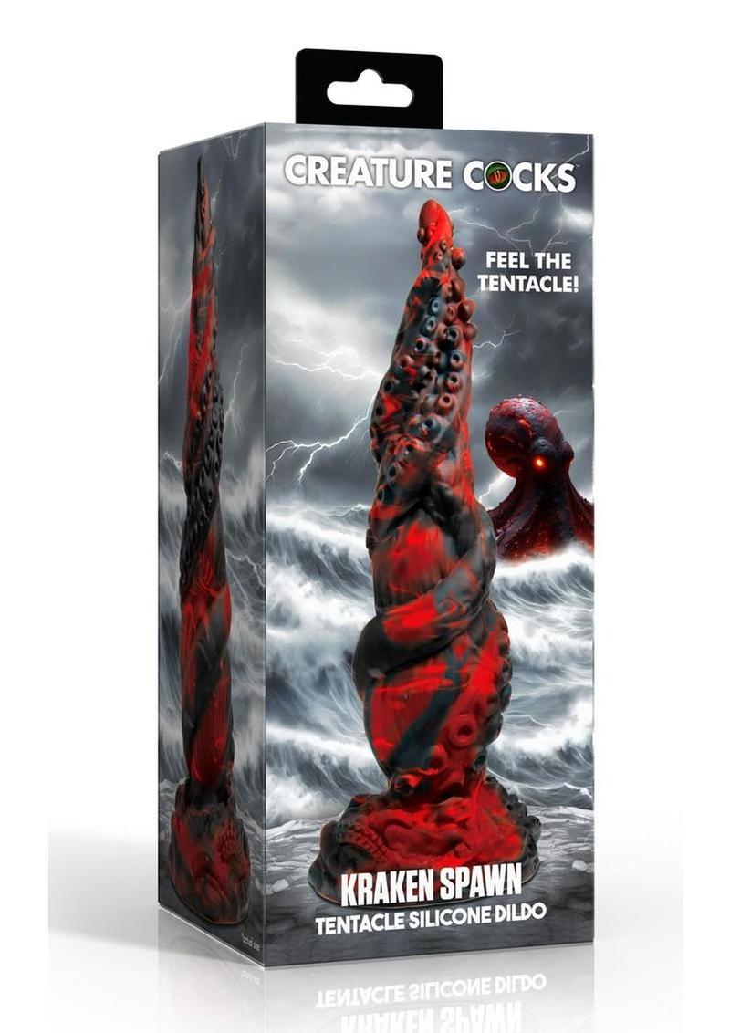 Creature Cock Kraken Spawn Tentacle Silicone Dildo - Red/Black