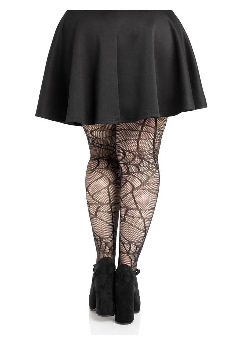 Leg Avenue Spiderweb Net Tights  – 1X/2X – Black