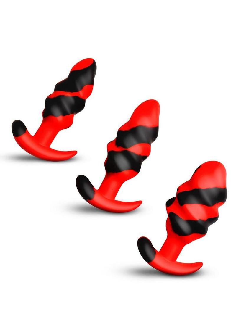 Creature Cocks Dragon Trainer Silicone Butt Plug Set (3 Piece) – Red/Black