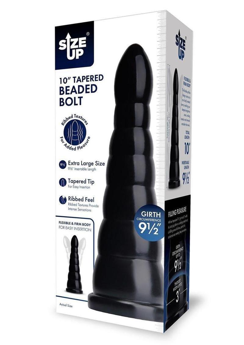 Size Up Tapered Beaded Bolt Plug 10in - Black