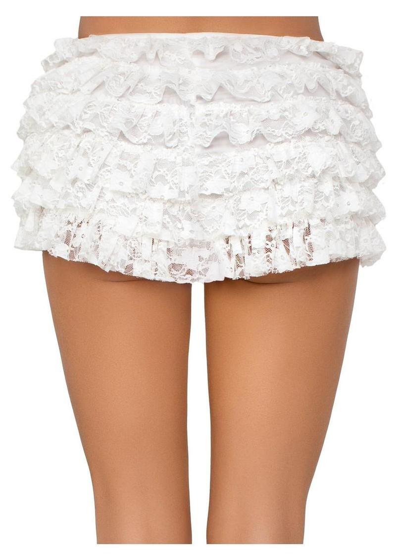 Leg Avenue Lace Ruffle Shorts – Small – White