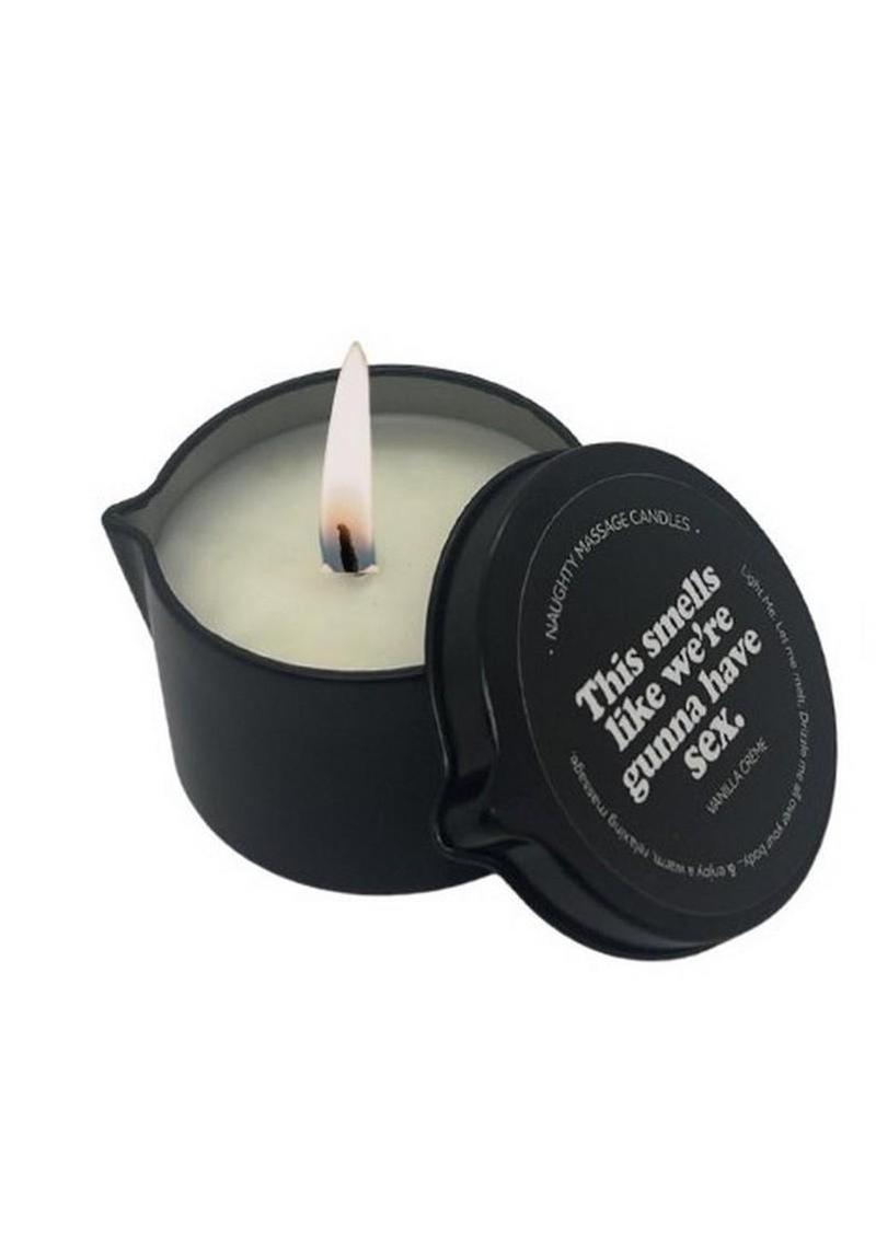 Kama Sutra Naughty Note THIS SMELLS LIKE WE GUNNA HAVE SEX 2oz Massage Candle with Pour Spout Tin