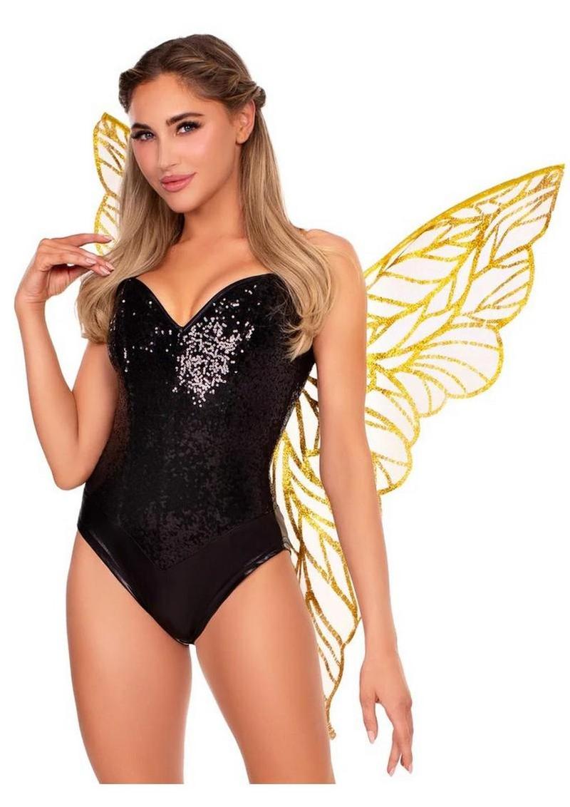 Leg Avenue Iridescent Strapless Fairy Wings - O/S - Gold