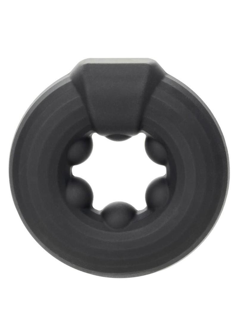 Alpha Liquid Silicone Beaded Optimum Cock Ring – Black
