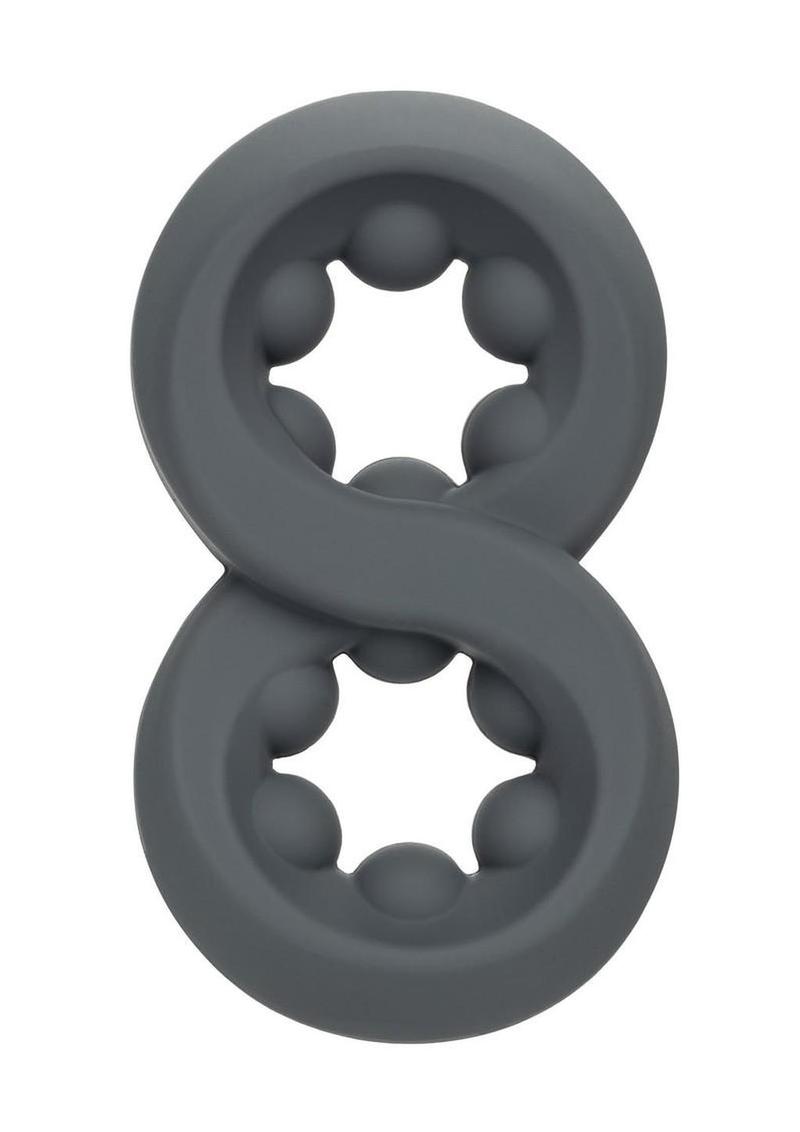 Alpha Liquid Silicone Beaded Crazy 8 Cock Ring – Gray