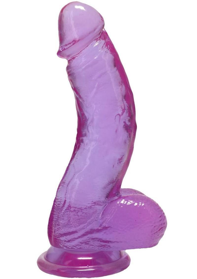 Crystal Jellies Curved Realistic Cock with Balls 7In – Purple