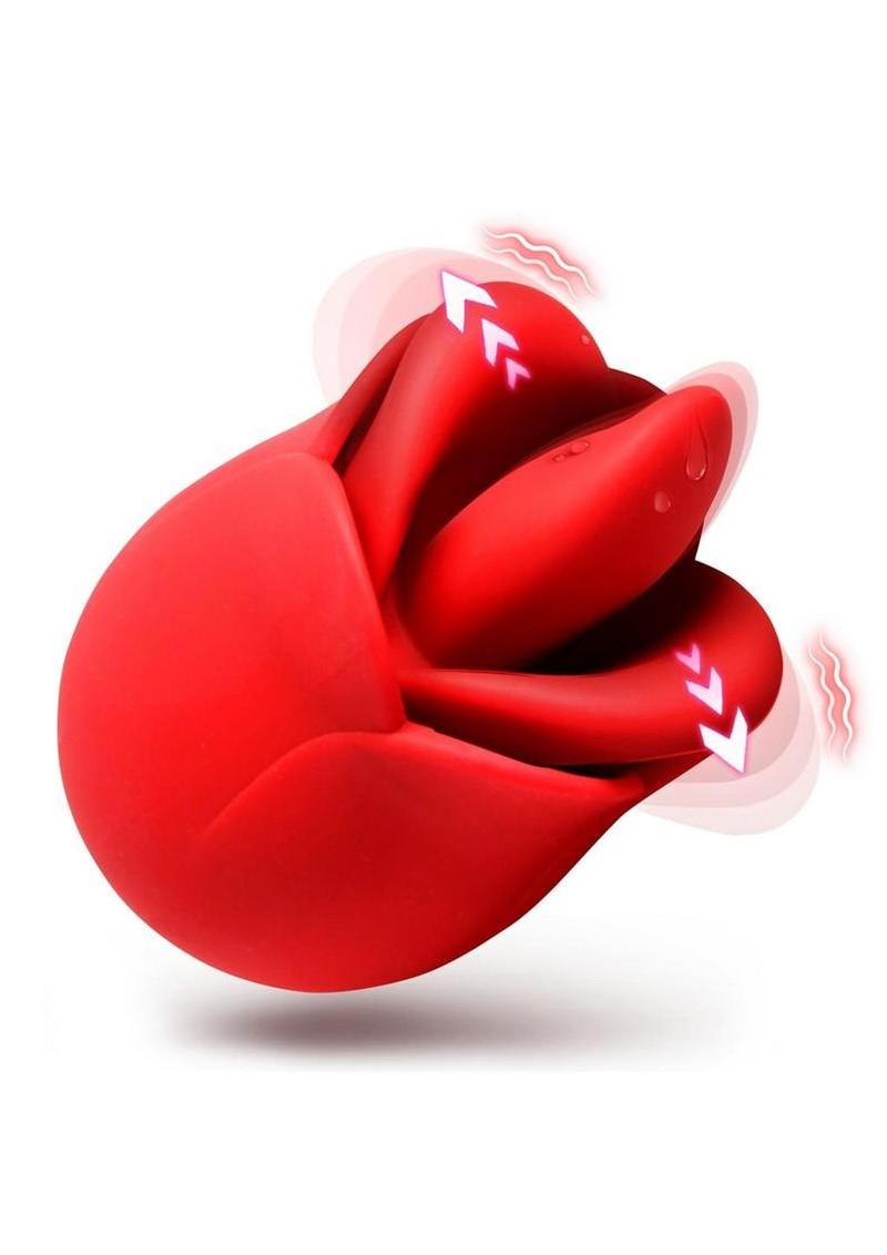 Boomgasm Petal Kiss Rechargeable Silicone Kissing and Licking Vibrator – Red