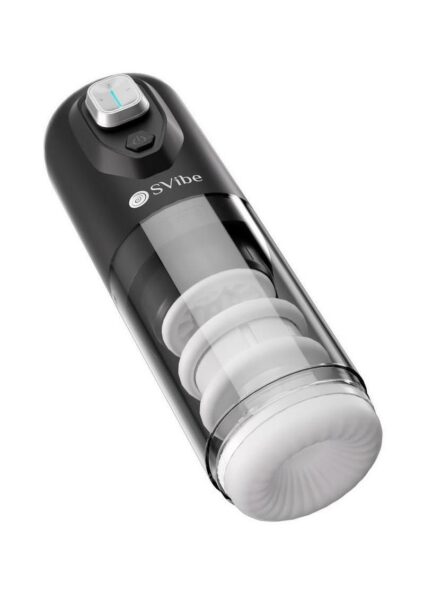 SVibe Ikon SPARK Rechargeable Thrusting Rotating Masturbator - Clear/Black