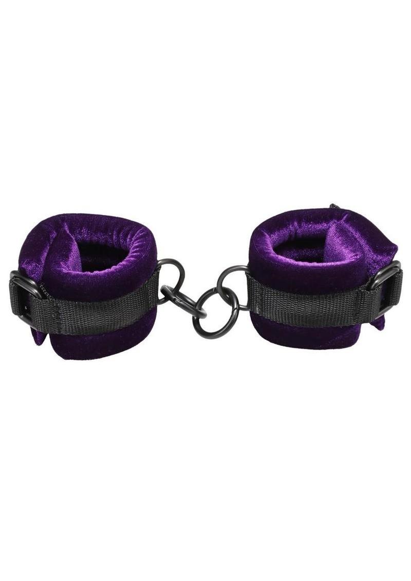 Merci Velvet Wrist Cuffs – Purple/Black