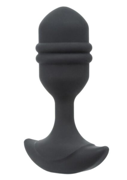 Rock Bottom Rumbling Ribbed Rechargeable Silicone Probe - Black